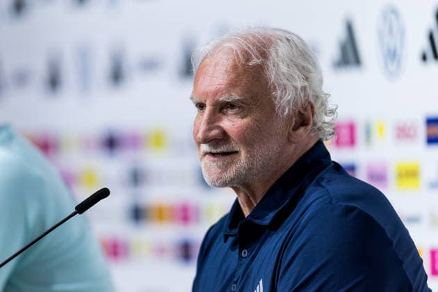 HERZOGENAURACH, GERMANY - MAY 27: Rudi Voeller (Völler, Voller, Director A national team, Nationalteam Germany) during the press conference, PK, Pressekonferenz to start the trainings camp of Germany to prepare for the FIFA World Cup, WM, Weltmeisterschaft, Fussball 2026 on May 27, 2026 in Herzogenaurach, Germany. Bavaria Germany Copyright: xSteffiexWunderlx
