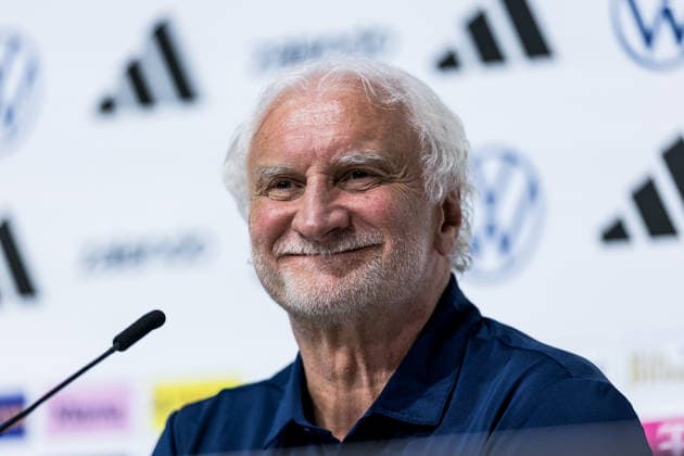 HERZOGENAURACH, GERMANY - MAY 27: Rudi Voeller (Völler, Voller, Director A national team, Nationalteam Germany) smiles during the press conference, PK, Pressekonferenz to start the trainings camp of Germany to prepare for the FIFA World Cup, WM, Weltmeisterschaft, Fussball 2026 on May 27, 2026 in Herzogenaurach, Germany. Bavaria Germany Copyright: xSteffiexWunderlx