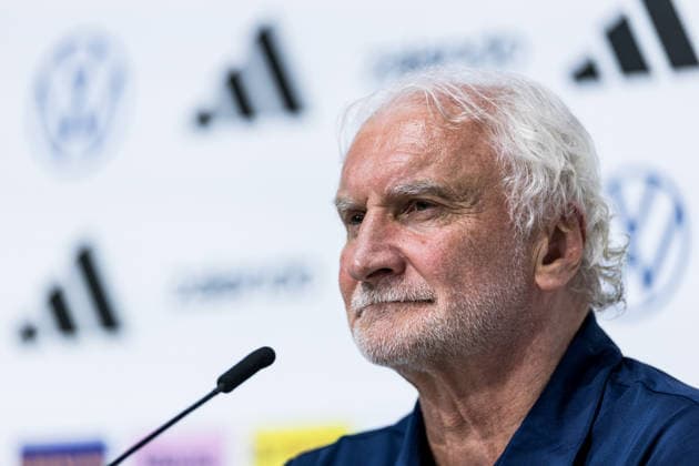 HERZOGENAURACH, GERMANY - MAY 27: Rudi Voeller (Völler, Voller, Director A national team, Nationalteam Germany) during the press conference, PK, Pressekonferenz to start the trainings camp of Germany to prepare for the FIFA World Cup, WM, Weltmeisterschaft, Fussball 2026 on May 27, 2026 in Herzogenaurach, Germany. Bavaria Germany Copyright: xSteffiexWunderlx