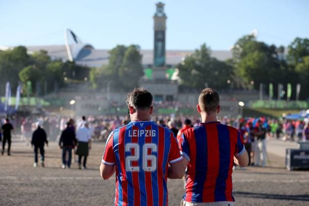 Crystal Palace supporters arrive at The Red Bull Arena Leipzig Crystal Palace v Rayo Vallecano, UEFA Conference League, Final, Football, Red Bull Arena, Leipzig, Germany - 27 May 2026Leipzig Red Bull Arena Germany EDITORIAL USE ONLY No use with unauthorised audio, video, data, fixture lists, club league logos or live services. Online in-match use limited to 120 images, no video emulation. No use in betting, games or single club league player publications. Copyright: xKieranxMcManus Shutterstockx 16898266aa