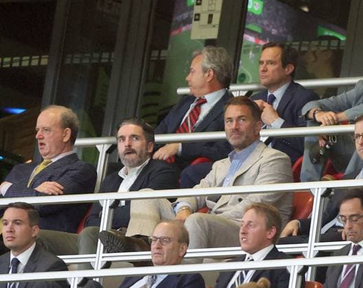 Chairman of Matchroom Eddie Hearn (centre) in attendance Crystal Palace v Rayo Vallecano, UEFA Conference League, Final, Football, Red Bull Arena, Leipzig, Germany - 27 May 2026Leipzig Red Bull Arena Germany EDITORIAL USE ONLY No use with unauthorised audio, video, data, fixture lists, club league logos or live services. Online in-match use limited to 120 images, no video emulation. No use in betting, games or single club league player publications. Copyright: xKieranxMcManus Shutterstockx 16898266bt