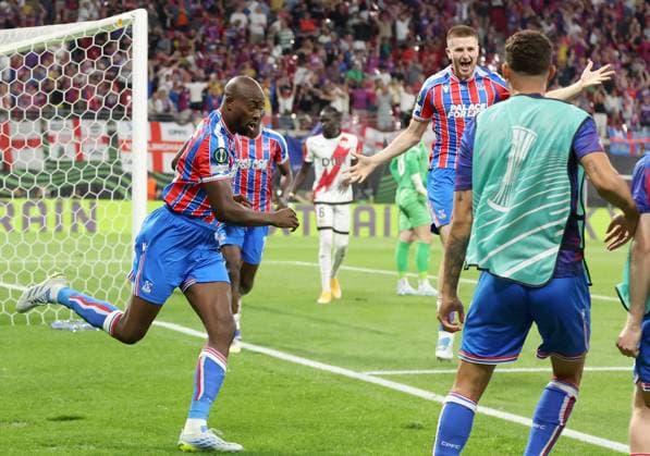 Jean-Philippe Mateta of Crystal Palace celebrates scoring their side s first goal of the game Crystal Palace v Rayo Vallecano, UEFA Conference League, Final, Football, Red Bull Arena, Leipzig, Germany - 27 May 2026Leipzig Red Bull Arena Germany EDITORIAL USE ONLY No use with unauthorised audio, video, data, fixture lists, club league logos or live services. Online in-match use limited to 120 images, no video emulation. No use in betting, games or single club league player publications. Copyright: xKieranxMcManus Shutterstockx 16898266cr
