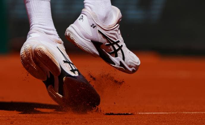 The Asics tennis shoes of Novak Djokovic French Open Tennis, Day Four, Tennis, Roland Garros, Paris, France - 27 May 2026Paris Roland Garros France EDITORIAL USE ONLY No use with unauthorised audio, video, data, fixture lists, club league logos or live services. Online in-match use limited to 120 images, no video emulation. No use in betting, games or single club league player publications. Copyright: xJavierxGarcia Shutterstockx 16898261fk