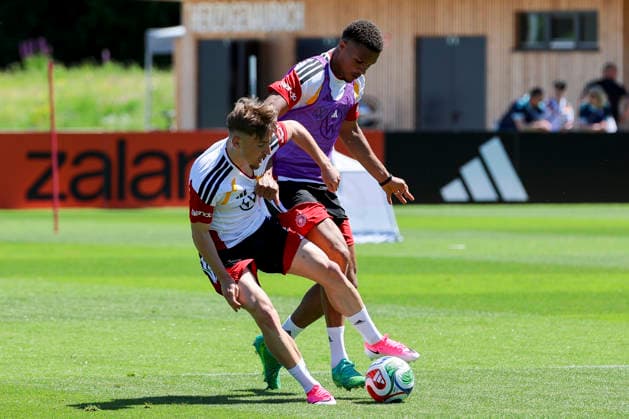 Lennart Karl Germany and Malick Thiaw Germany battle for the ball, , German national football team training, Home Ground on May 28, 2026 in Herzogenaurach, Germany Photo by Marco Steinbrenner DeFodi Images Lennart Karl Germany and Malick Thiaw Germany battle for the ball, , German national football team training, Home Ground, May 28, 2026 in Herzogenaurach, Germany Photo by Marco Steinbrenner DeFodi Images