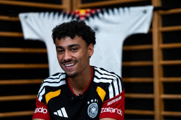 GER, Football mens national team Germany, training, 28 05 2026, Adidas Homeground, Herzogenaurach, GER, Football mens national team Germany, media session, in the picture Nathaniel Brown Germany, 18 , behind jersey, nordphotoxGmbHx xMemmler nph00005