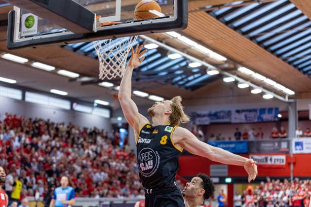 Lucas Mayer Bozic Estriche Knights Kirchheim, 08 GER, Giessen46ers vs Bozic Estriche Knights Kirchheim, BARMER 2 Basketball Bundesliga, Playoffs Semifinal Game 4, Season 2025 2026, 29 05 2026 GER, Giessen46ers vs Bozic Estriche Knights Kirchheim, BARMER 2 Basketball Bundesliga, Playoffs Semifinal Game 4, Season 2025 2026, 29 05 2026 Giessen Copyright: xEibner-Pressefoto NinaxSanderx EP_NSR