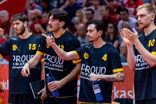 Nil Failenschmid Clavera Bozic Estriche Knights Kirchheim, 15 Nicholas Gerard Spinoso Bozic Estriche Knights Kirchheim, 13 Gian Bahattin Aydinoglu Bozic Estriche Knights Kirchheim, 04 Lukas Werner Zerner Bozic Estriche Knights Kirchheim, 10 GER, Giessen46ers vs Bozic Estriche Knights Kirchheim, BARMER 2 Basketball Bundesliga, Playoffs Semifinal Game 4, Season 2025 2026, 29 05 2026 GER, Giessen46ers vs Bozic Estriche Knights Kirchheim, BARMER 2 Basketball Bundesliga, Playoffs Semifinal Game 4, Season 2025 2026, 29 05 2026 Giessen Copyright: xEibner-Pressefoto NinaxSanderx EP_NSR