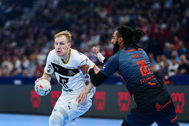 Eric Johansson THW Kiel, 21 , Bryan Hugo Monte dos Santos Montpellier Handball, 26 GER, Montpellier Handball vs THW Kiel, handball, EHF European League, semi-final, 2025 2026 season, 30 05 2026 GER, Montpellier Handball vs THW Kiel, handball, EHF European League, semi-final, 2025 2026 season, 30 05 2026 Hamburg Copyright: xEibner-Pressefoto MarcelxvonxFehrnx EP_MFN