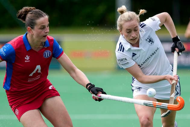 v li Franziska Pabsch GTHGC, 36 , Sara Strauss DHC, 11 , duel, duel, tackle, tackling, dynamics, action, action, 30 05 2026, Bonn Germany , Hockey, German Championship, Semi-Final, Women, Großflottbeker THGC Düsseldorfer HC xozx