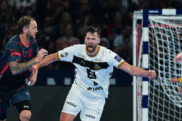 Goal celebration Harald Reinkind THW Kiel, 06 GER, Montpellier Handball vs THW Kiel, Handball, EHF European League, Semi-final, Season 2025 2026, 30 05 2026 GER, Montpellier Handball vs THW Kiel, Handball, EHF European League, Semi-final, Season 2025 2026, 30 05 2026 Hamburg Copyright: xEibner-Pressefoto MarcelxvonxFehrnx EP_MFN