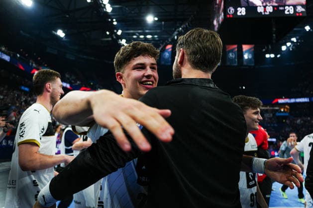 THW Kiel jubilant after victory end of match GER, Montpellier Handball vs THW Kiel, Handball, EHF European League, Semi-final, Season 2025 2026, 30 05 2026 GER, Montpellier Handball vs THW Kiel, Handball, EHF European League, Semi-final, Season 2025 2026, 30 05 2026 Hamburg Copyright: xEibner-Pressefoto MarcelxvonxFehrnx EP_MFN