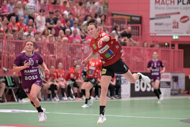 Emma Hertha SV Union Halle Neustadt, 17 on throw goal TusSies Metzingen vs SV Union Halle Neustadt , Handball, Alsco HBF, 7 Play Off League Matchday, Season 2025 2026, 30 05 2026 TusSies Metzingen vs SV Union Halle Neustadt , Handball, Alsco HBF, 7 Play Off League Matchday, Season 2025 2026, 30 05 2026 Tuebingen Copyright: xEibner-Pressefoto TobiasxBaurx EP_TBR