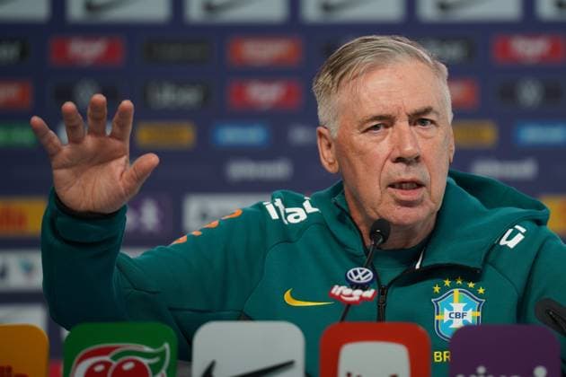 RECORD DATE NOT STATED Carlo Ancelotti gives a press conference, PK, Pressekonferenz at Granja Comary before the Brazilian national team, Nationalteam s friendly match. Teresopolis (RJ), 05 30 2026 - Sports Brazilian National Team CBF Football RJ - Coach Carlo Ancelotti during a press conference for the Brazilian national team, held at Granja Comary, in Teresopolis (RJ), this Saturday, May 30, 2026. The coach spoke about the team s preparation for the friendly match against Panama and the final adjustments before departing for the 2026 FIFA World Cup, WM, Weltmeisterschaft, Fussball (Foto: Leonardo Antonio Thenews2 imago images) SPO Copyright: xLeonardoxAntoniox
