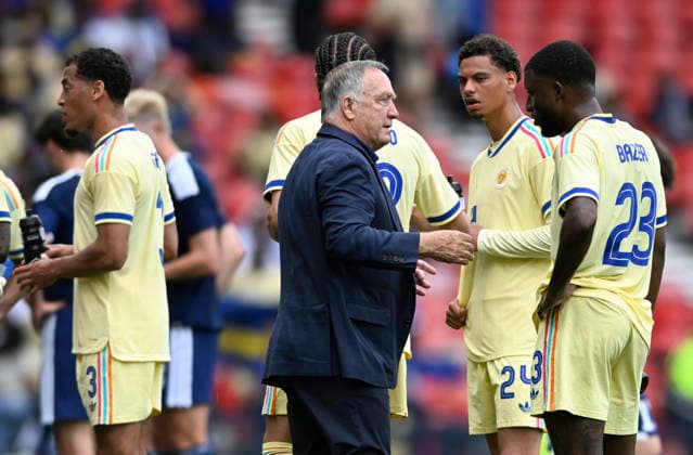 Glasgow, Scotland, 30th May 2026. Curacao Manager Dick Advocat during the Scotland vs Curacao International Friendly, Länderspiel, Nationalmannschaft match at Hampden Park, Glasgow. Picture credit should read: Neil Hanna Sportimage EDITORIAL USE ONLY. No use with unauthorised audio, video, data, fixture lists, club league logos or live services. Online in-match use limited to 120 images, no video emulation. No use in betting, games or single club league player publications. SPI_080_NH_Scotland_Curacao SPI-4830-0080