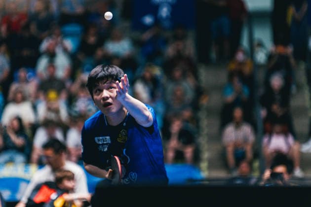 30 05 2026 Table tennis, men, TTBL, Bundesliga, playoff, Final Four, 1 FC Saarbrücken, Borussia Düsseldorf, TTC Schwalbe Bergneustadt, SV Werder Bremen, semi-final Fan Zhendong Saarbrücken Frankfurt am Main, Süwag Energi Hessen Germany P1102845-2
