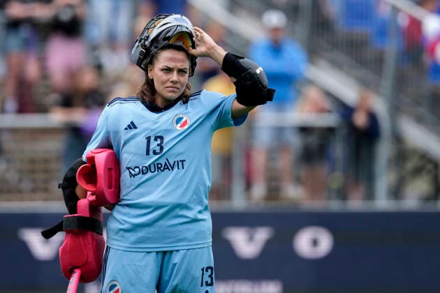 Chiara Vischer Goalkeeper, Goalkeeper, MHC, 13 , single picture, single photo, action, action, 30 05 2026, Bonn Germany , Hockey, German Championship, Semifinal, Women, Mannheimer HC Harvestehuder THC xozx