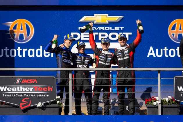 AUTO - IMSA - DETROIT SPORTS CAR CLASSIC 2026 Podium, 10 TAYLOR Ricky (usa), ALBUQUERQUE Filipe (prt), Cadillac Wayne Taylor Racing, Cadillac V-Series.R, 31 AITKEN Jack (gbr), BAMBER Earl (nzl), Cadillac Whelen, Cadillac V-Series.R, portrait during the Chevrolet Detroit Sports Car Classic, 5th round of the 2026 2026 IMSA SportsCar Championship, on the Streets of Detroit, from May 29 to 31, 2026 in Detroit, Michigan, United States of America - DetroitUnited States Copyright: xJULIENxDELFOSSEx