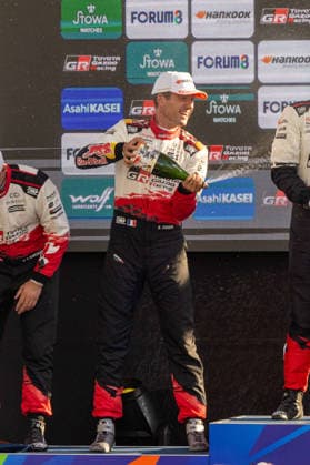 AUTO - WRC, Motorsport Rallye, WM - RALLY JAPAN 2026 OGIER SÃ bastien, Toyota GR Yaris Rally1, portrait, podium, portrait during the 2026 Rally Japan, 7th round of the 2026 FIA WRC World Rally Car Championship, from May 28 to 30, 2026 at Toyota, Aichi, Japan - ToyotaJapan Copyright: xNikosxKatikisx