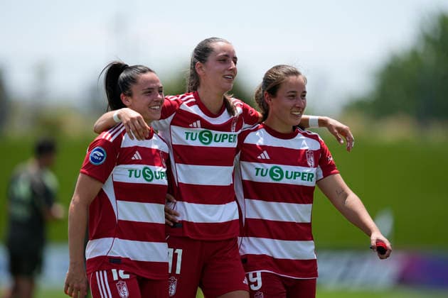 May 31, 2026, Valdebebas, Madrid, Spain: Alba Perez Manrique, Andrea Gomez Oliver and Sonya Camila Keefe Navarro of Granada CF during the Spanish Women League, Liga F, football match played between Real Madrid and Granada CF at Alfredo Di Stefano stadium on May 31, 2026 in Valdebebas, Madrid, Spain. Real Madrid V Granada CF - Liga F - ZUMAa181 20260531_zaa_a181_173 Copyright: xOscarxJ.xBarrosox