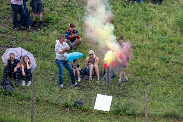 MXGP of Teutschenthal 2026 Teutschenthal, Germany 31 May 2026 In the picture fire, smoke, Bengali, Bengalis, Bengali fire, ignite, end fireworks, smoke bomb, feature, symbol, symbol photo, characteristic, detail, Teutschenthal motocross track valley basin Saxony Anhalt Germany