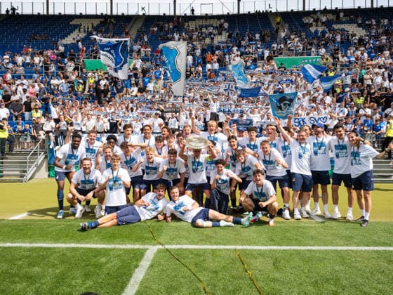 Player of TSG Heffenheim with the championship trophy GER, TSG Hoffenheim vs 1 FC Koeln, Football, Final German Championship A Juniors U19 , Season 2025 2026, 31 05 2026 GER, TSG Hoffenheim vs 1 FC Koeln, Football, Final German Championship A Juniors U19 , Season 2025 2026, 31 05 2026 Sinsheim Copyright: xEibner-Pressefoto CarstenxSchwerx EP_CSG