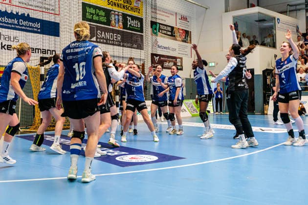 The HSG Blomberg Lippe team celebrates winning the German Championship GER, HSG Blomberg Lippe vs Borussia Dortmund, Handball, 1 Bundesliga Women, Play Offs, Final, Game 3, 31 05 2026 GER, HSG Blomberg Lippe vs Borussia Dortmund, Handball, 1 Bundesliga Women, Play Offs, Final, Game 3, 31 05 2026 Blomberg Copyright: xEibner-Pressefoto JanxRollingerx EP_JSK