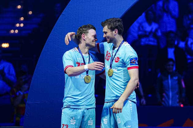 Timo Kastening MT Melsungen, 73 and Florian Drosten MT Melsungen, 18 GER, THW Kiel vs MT Melsungen, Handball, EHF European League, Final, Season 2025 2026, 31 05 2026 GER, THW Kiel vs MT Melsungen, Handball, EHF European League, Final, Season 2025 2026, 31 05 2026 Hamburg Copyright: xEibner-Pressefoto MarcelxvonxFehrnx EP_MFN