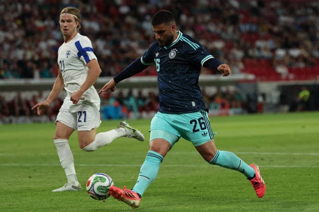 Ville Koski (Finnland), Deniz Undav (Germany) in action, with the ball during the International Friendly, Länderspiel, Nationalmannschaft match between Germany and Finland at MEWA ARENA on May 31, 2026, in Mainz, Germany. The match serves as preparation for the 2026 FIFA World Cup, WM, Weltmeisterschaft, Fussball in the United States Mainz MEWA ARENA Germany Copyright: xJoaquimxFerreirax