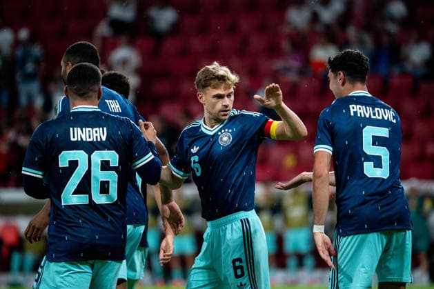 GER, Deutschland vs Finnland, Länderspiel, WM Vorbereitung 2026 31.05.2026, Mewa Arena, Mainz, GER, Deutschland vs Finnland, Länderspiel, WM Vorbereitung 2026, im Bild Joshua Kimmich (Deutschland, 06), Aleksandar Pavlovic (Deutschland, 05), Deniz Undav (Deutschland, 26) jubeln über das Tor zum 2:0, nordphotoxGmbHx xMemmler nph00005