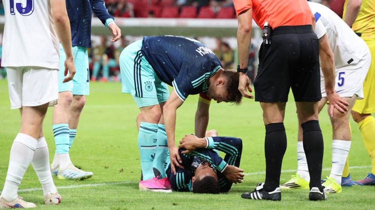 31 05 2026, xrekx, football international, Germany Finland v l Felix Nmecha Germany injured, injury, pain, pains, injured, injury, pain, pains DFL DFB REGULATIONS PROHIBIT ANY USE OF PHOTOGRAPHS as IMAGE SEQUENCES and or QUASI VIDEO Mainz