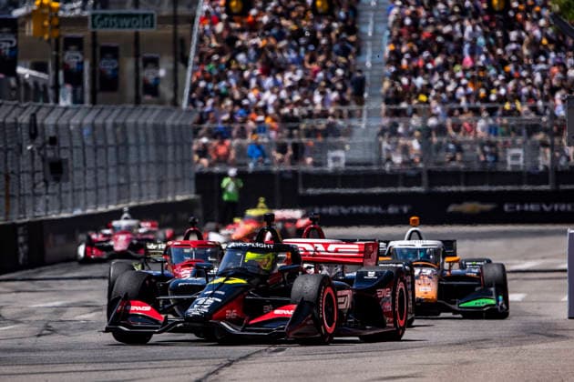 AUTO - IndyCar, Indy Car, IRL, USA - DETROIT GRAND PRIX 2026 47 SCHUMACHER Mick (ger), Rahal Letterman Lanigan Racing, Dallara DW12 - Honda, action during the Chevrolet Detroit Grand Prix, 8th round of the 2026 NTT IndyCar Series, on the Streets of Detroit, from May 29 to 31, 2026 in Detroit, Michigan, United States of America - DetroitUnited States Copyright: xJULIENxDELFOSSEx