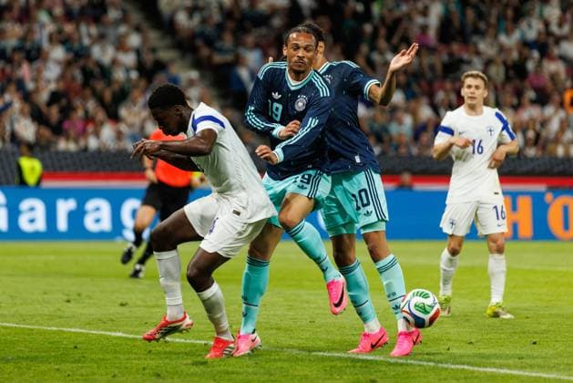 Jamal Musiala Germany prevents Leroy Sane Germany from scoring , Germany vs Finland, Football, International match, World Cup preparation, 2025 2026 season, 31 05 2026 Germany vs Finland, Football, International match, World Cup preparation, 2025 2026 season, 31 05 2026 Copyright: xEibner-Pressefoto AlexanderxNeisx EP_ANS