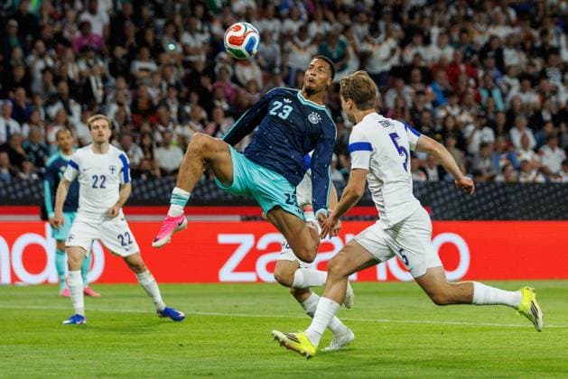 Felix Nmecha Germany in duel with Miro Tenho Finland , Germany vs Finland, Football, International match, World Cup preparation, Season 2025 2026, 31 05 2026 Germany vs Finland, Football, International match, World Cup preparation, Season 2025 2026, 31 05 2026 Copyright: xEibner-Pressefoto AlexanderxNeisx EP_ANS