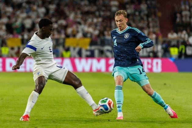 Maximilian Beier Germany in duel with Tony Miettinen Finland , Germany vs Finland, Football, International match, World Cup preparation, Season 2025 2026, 31 05 2026 Germany vs Finland, Football, International match, World Cup preparation, Season 2025 2026, 31 05 2026 Copyright: xEibner-Pressefoto AlexanderxNeisx EP_ANS