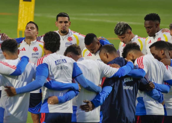Colombia national team, Nationalteam Training Ahead Of The 2026 World Cup Juan Fernando Quintero, Daniel Munoz, Jaminton Campaz, Jorge Carrascal, and Jhon Lucumi, players for the Colombian national team, train in Bogota, Colombia, on May 31, 2026, ahead of the 2026 World Cup. Bogota Colombia Copyright: xDanielxGarzonxHerazox originalFilename:garzonherazo-colombia260531_np1QB.jpg