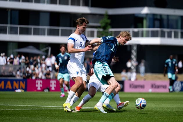 GER, Germany vs Finland, farewell event and training match, World Cup preparation 2026 01 06 2026, DFB Campus, Frankfurt am Main, GER, Germany vs Finland, farewell event and training match, World Cup preparation 2026, in the picture Nick Woltemade Germany, 11 in a duel on the ball, nordphotoxGmbHx xMemmler nph00005