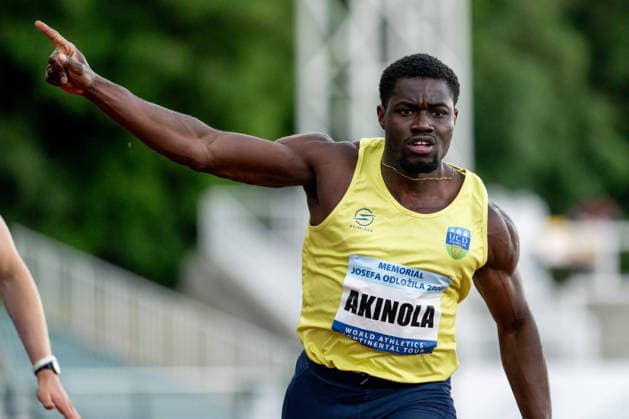 Toluwabori Akinola of Ireland, 100 metres run, men, final, 33th Josef Odlozil Memorial, international athletics meeting, part of WACT European Bronze Meeting, in Prague, Czech Republic, June 1, 2026. (CTKxPhoto OndrejxDeml) CTKPhotoP2026060106994 CTKPhotoP2026060106994
