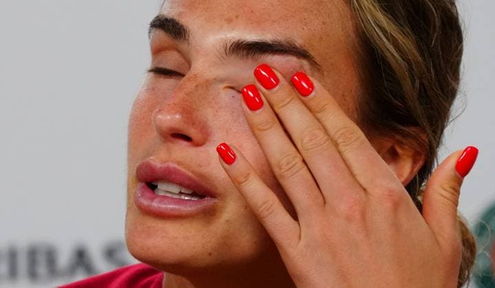 An emotional Aryna Sabalenka at her post match press conference, PK, Pressekonferenz following her quarter final defeat to Diana Shnaider French Open Tennis, Day Eleven, Tennis, Roland Garros, Paris, France - 03 Jun 2026Paris Roland Garros France EDITORIAL USE ONLY No use with unauthorised audio, video, data, fixture lists, club league logos or live services. Online in-match use limited to 120 images, no video emulation. No use in betting, games or single club league player publications. Copyright: xJavierxGarcia Shutterstockx 16906556bn