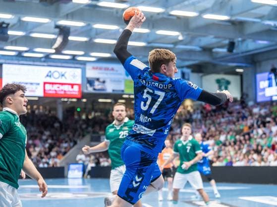 Jakob Nigg TVB Stuttgart, 57 , Frisch Auf Goeppingen vs TVB Stuttgart, Handball, 1 Bundesliga, Men, Season 2025 2026, 03 06 2026, Frisch Auf Goeppingen vs TVB Stuttgart, Handball, 1 Bundesliga, Men, Season 2025 2026, 03 06 2026 Goeppingen Copyright: xEibner-Pressefoto MichaelxSchmidx EP_MST