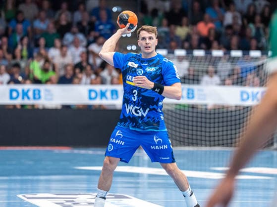 Max Haefner TVB Stuttgart, 03 on the ball, Frisch Auf Goeppingen vs TVB Stuttgart, Handball, 1 Bundesliga, Men, Season 2025 2026, 03 06 2026, Frisch Auf Goeppingen vs TVB Stuttgart, Handball, 1 Bundesliga, Men, Season 2025 2026, 03 06 2026 Goeppingen Copyright: xEibner-Pressefoto MichaelxSchmidx EP_MST