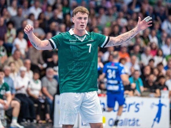 Victor Kloeve Frisch Auf Goeppingen, 07 , Frisch Auf Goeppingen vs TVB Stuttgart, Handball, 1 Bundesliga, Men, Season 2025 2026, 03 06 2026, Frisch Auf Goeppingen vs TVB Stuttgart, Handball, 1 Bundesliga, Men, Season 2025 2026, 03 06 2026 Goeppingen Copyright: xEibner-Pressefoto MichaelxSchmidx EP_MST