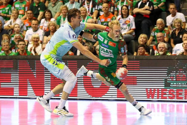 03 06 2026, xgox, Handball Daikin HBL SC Magdeburg VfL Gummersbach emspor, v l Julian Koester Köster, Gummersbach, 7 , Matthias Musche Magdeburg, 6 duel, duel, fight, tackle Magdeburg