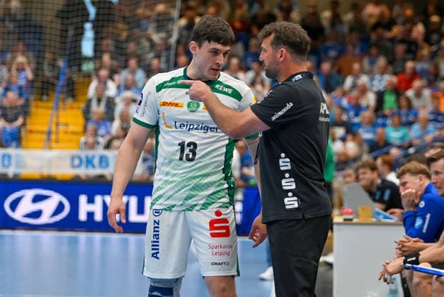 Florian Kehrmann TBV Lemgo Lippe, Coach in conversation with Matej Klima SC DHfK Leipzig, 13 TBV Lemgo Lippe vs SC DHfK Leipzig, Handball, 1 Bundesliga, 33 Matchday, Season 2025 2026, 03 06 2026, TBV Lemgo Lippe vs SC DHfK Leipzig, Handball, 1 Bundesliga, 33 Matchday, Season 2025 2026, 03 06 2026 Lemgo Copyright: xEibner-Pressefoto RobertxGertzenx EP_RGN