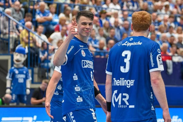 Jan Simak TBV Lemgo Lippe, gives the thumbs up TBV Lemgo Lippe vs SC DHfK Leipzig, Handball, 1 Bundesliga, 33 Matchday, Season 2025 2026, 03 06 2026, TBV Lemgo Lippe vs SC DHfK Leipzig, Handball, 1 Bundesliga, 33 Matchday, Season 2025 2026, 03 06 2026 Lemgo Copyright: xEibner-Pressefoto RobertxGertzenx EP_RGN