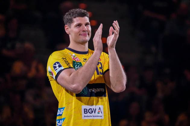 Sebastian Heymann RNL, 13 , single picture, single photo, at his farewell, farewell from club, action, action, 03 06 2026, Mannheim Germany , Handball, Bundesliga, Rhein Neckar Löwen TSV Hannover Burgdorf xozx