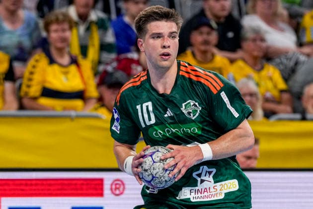Renars Uscins Die Recken, 10 , on the ball, single picture, single photo, action, action, 03 06 2026, Mannheim Germany , Handball, Bundesliga, Rhein Neckar Löwen TSV Hannover Burgdorf xozx
