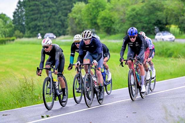 Tour de Wallonie 2026 Stage 4 EUPEN, BELGIUM - JUNE 04 : Florez Samuel (COL) of Modern Adventure Pro Cycling,Ronhaar Pim (NED) of Baloise Verzekeringen - Het Poetsbureau Lions, Belohvosciks Kristians (LAT) of BIKE AID, Lennemann Anton (GER) of BIKE AID, Demarcin Theo (BEL) of Color Code - Alu Center, Wood George (GBR) of Mg.K Vis Costruzioni e Ambiente, Killy Jonah (USA) of Tarteletto - Isorex, Appelbaum Henri Johannes (GER) of Team Storck - MRW Bau in the escape pack during stage 4 of the 47th edition of Ethias Tour de Wallonie an UCI ProSeries 2.Pro cycling road race stage for Men Elite of 166.7 km with start in Dison and finish in Eupen on June 4, 2026 in Eupen, Belgium, 04 06 2026 ( Motordriver Pieter Van Herzele - Eupen Belgium Copyright: xSesx