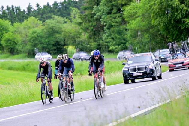 Tour de Wallonie 2026 Stage 4 EUPEN, BELGIUM - JUNE 04 : Florez Samuel (COL) of Modern Adventure Pro Cycling,Ronhaar Pim (NED) of Baloise Verzekeringen - Het Poetsbureau Lions, Belohvosciks Kristians (LAT) of BIKE AID, Lennemann Anton (GER) of BIKE AID, Demarcin Theo (BEL) of Color Code - Alu Center, Wood George (GBR) of Mg.K Vis Costruzioni e Ambiente, Killy Jonah (USA) of Tarteletto - Isorex, Appelbaum Henri Johannes (GER) of Team Storck - MRW Bau in the escape pack during stage 4 of the 47th edition of Ethias Tour de Wallonie an UCI ProSeries 2.Pro cycling road race stage for Men Elite of 166.7 km with start in Dison and finish in Eupen on June 4, 2026 in Eupen, Belgium, 04 06 2026 ( Motordriver Pieter Van Herzele - Eupen Belgium Copyright: xSesx