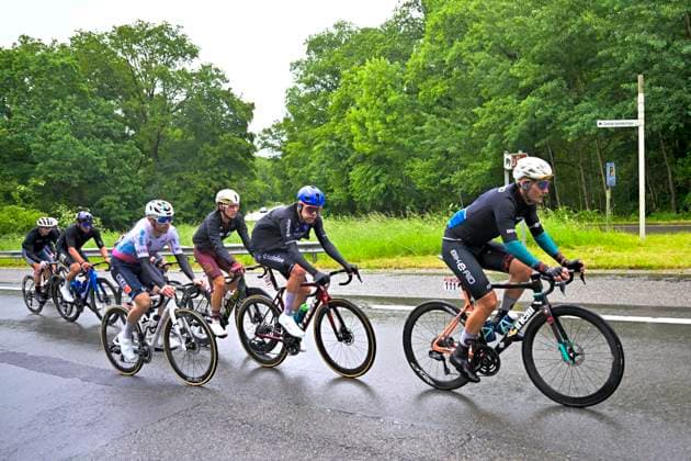 Tour de Wallonie 2026 Stage 4 EUPEN, BELGIUM - JUNE 04 : Florez Samuel (COL) of Modern Adventure Pro Cycling,Ronhaar Pim (NED) of Baloise Verzekeringen - Het Poetsbureau Lions, Belohvosciks Kristians (LAT) of BIKE AID, Lennemann Anton (GER) of BIKE AID, Demarcin Theo (BEL) of Color Code - Alu Center, Wood George (GBR) of Mg.K Vis Costruzioni e Ambiente, Killy Jonah (USA) of Tarteletto - Isorex, Appelbaum Henri Johannes (GER) of Team Storck - MRW Bau in the escape pack during stage 4 of the 47th edition of Ethias Tour de Wallonie an UCI ProSeries 2.Pro cycling road race stage for Men Elite of 166.7 km with start in Dison and finish in Eupen on June 4, 2026 in Eupen, Belgium, 04 06 2026 ( Motordriver Pieter Van Herzele - Eupen Belgium Copyright: xSesx
