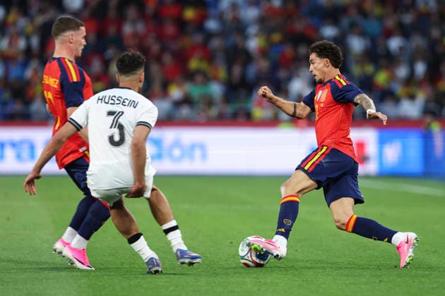 June 4, 2026, A Coruna, A Coruna, SPAIN: Yeremy Pino of Spain in action during the friendly international football match played between Spain and Iraq ahead the FIFA World Cup, WM, Weltmeisterschaft, Fussball 2026 at Abanca Balaidos stadium on June 04, 2026, in A Coruna, Spain. Spain V Iraq - FIFA World Cup 2026 - ZUMAa181 20260604_zaa_a181_155 Copyright: xIrinaxR.xHipolitox